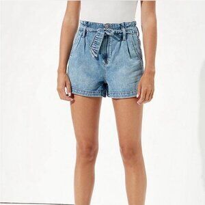 American Eagle Denim Blue Jean High-Waisted Mom Paperbag Shorts Size 0
